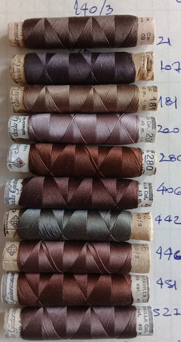 Hilos Para Bordar De Seda Gutermann Antiguos X 96. Marrón (Usado)