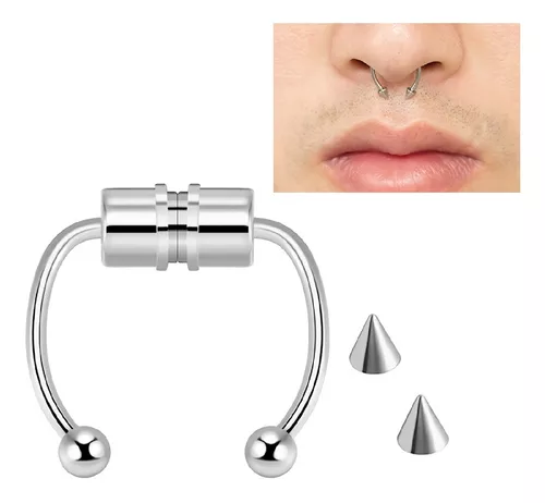 Oferta Pendientes falsos de cristal magnéticos, pendientes de nariz, labio  de nariz, pendientes de clip, sin perforación, imán, pendientes magnéticos  para nariz, oreja, labio, piercings para hombre y mujer