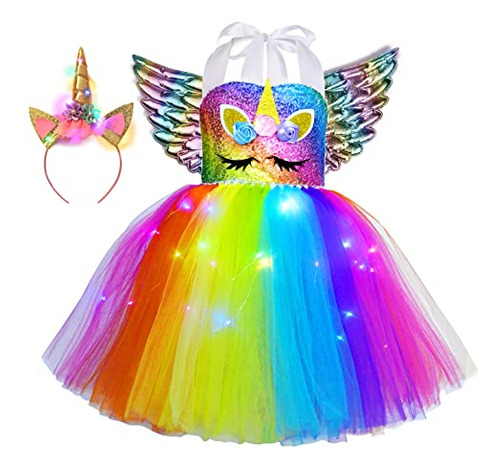 Tutu Dreams Led Unicorn Dress For Girls Rainbow Light 8xmw9