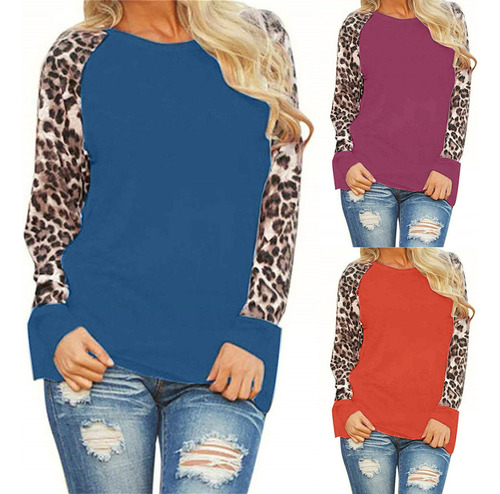 Camisa De Manga Larga Raglán En Bloques Casual De Color De T