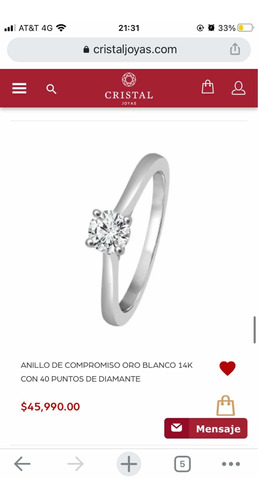 Anillo Talla 10 Diamante