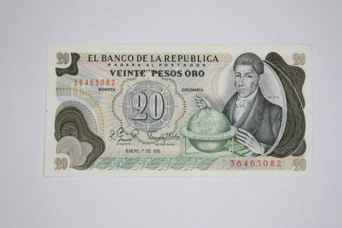 Billete República De Colombia $20 Caldas 