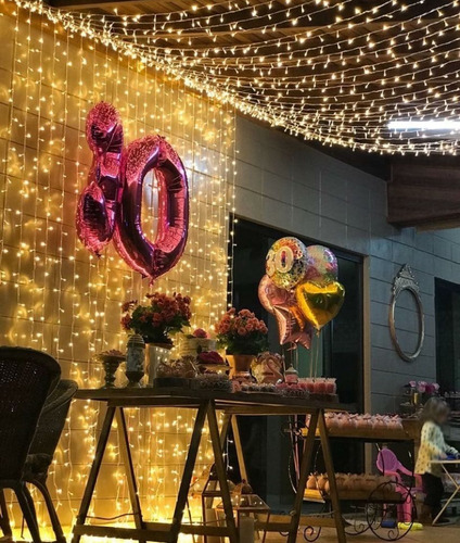 Imagem 4 de 8 de Cortina 500 Leds Branco Quente 3 X 2,5 Metros Aniversário