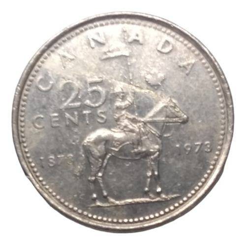 Moneda 25 Centavos Canadá Policía Montada Año 1973 Envio $57
