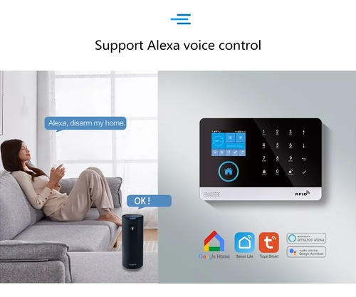 Alarma Gsm+wifi para Casa Oficina Aviso Celular negro/blanco Adget Alarma Gsm