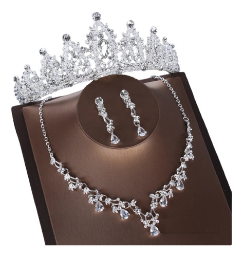 Tiara Diadema Tocado Corona Collar Aretes Flor Novia Xv