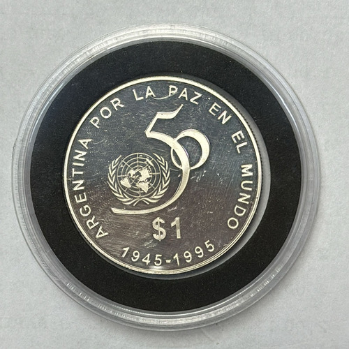 Moneda Arg. $1 Año 1995 50º Aniv. Onu Plata 900 25 Grs. Leer