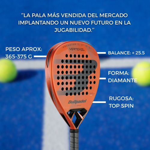 Paleta De Padel Bullpadel Vertex 04 Comfort 25 Avanzado Naranja