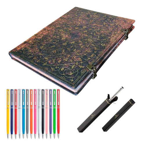 Caderno Diário Capa Dura Grolier Ultra Paperblanks Fecho Imã Cor Marrom