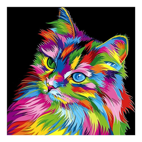 5d Diamond Painting De Gato Colores De Completo 30x40 Cm