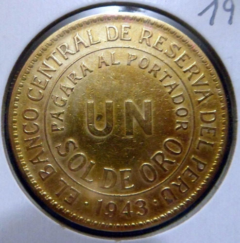 Moneda Perú Un Sol De Oro 1943
