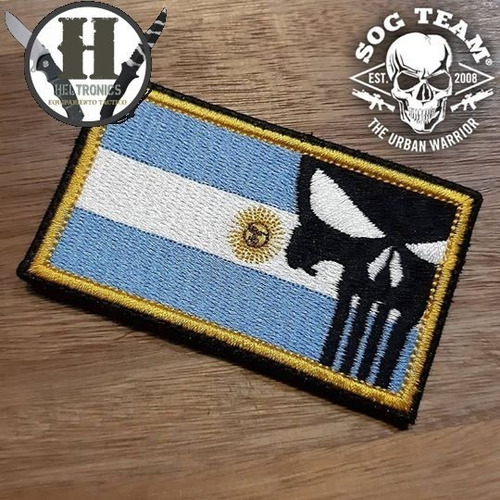 Parche Bordado Abrojo Bandera Argentina Punisher Sog Team