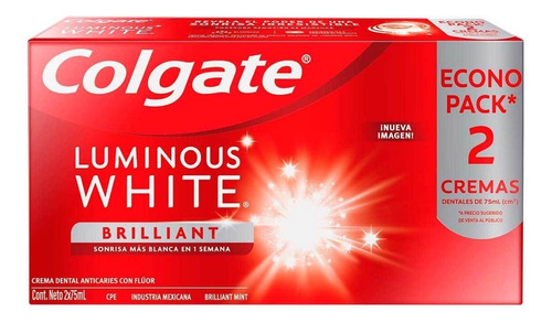 Pasta Dental Colgate Luminous White 2 Pack De 75 Ml
