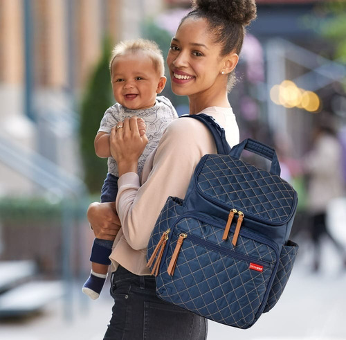 Bolsa Mochila Maternidade Forma Skip Hop Azul Com Trocador