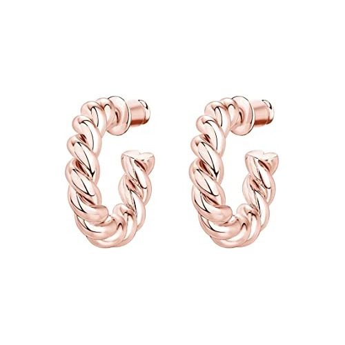 Aretes Redondos De Aro De Plata Chapados En Oro Rosa