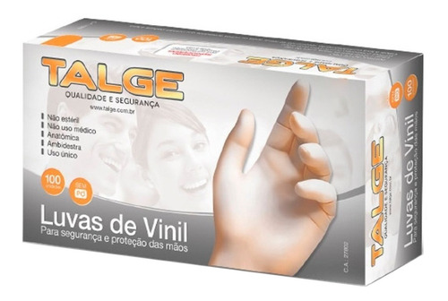 Luvas descartáveis Talge Luva de vinil  cor transparente tamanho  M de vinil com pó x 100 unidades 