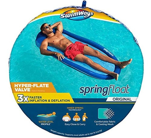 Tumbona Inflable Para Piscina Swimways Spring Float Con Válv Color Hyper-flate blue