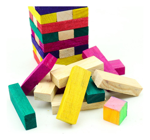 Torre De Madera Juego De Mesa Bloques Destreza Colores 25 Cm