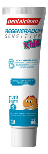 Pasta de dentes Dentalclean regenerador Sensitive Kids Tutti-Frutti em gel sem glúten 50g