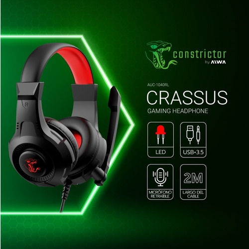 Imagen 4 de 7 de Auricular Gamer Aiwa Constrictor Led Con Mic
