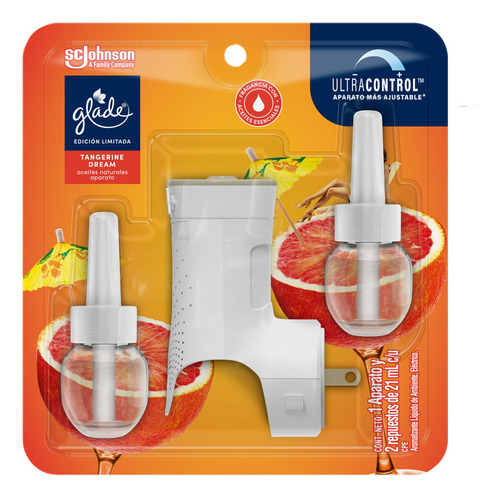 Aceites Naturales Glade Tangerine Aparato y 2 Repuestos 21ml