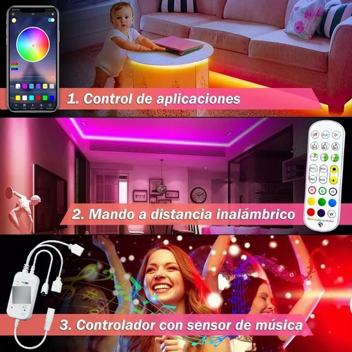 30m Tira De Luces Led App Bluetooth Rgb 5050 Para Cuarto
