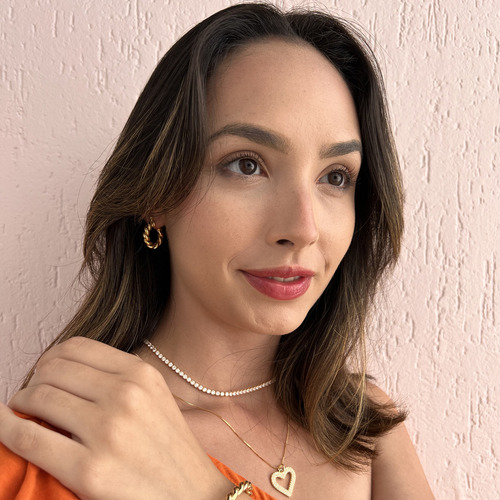 Colar Cordão Choker Riviera Banho Ouro 18k Zircônia Festa Cor Dourado
