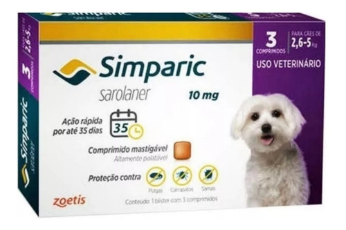 Simparic 10mg 2,6 A 5kg C/3 Comprimidos Full