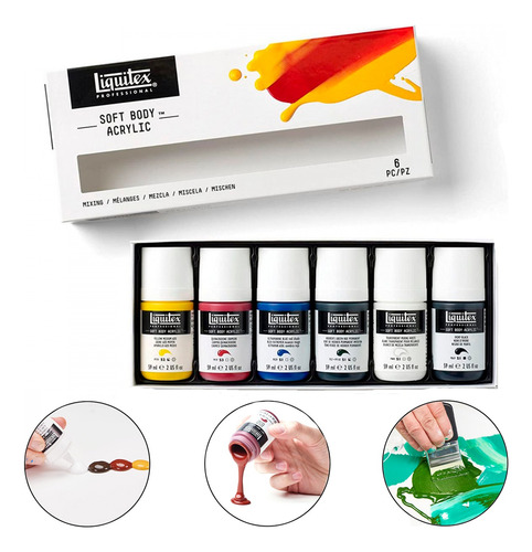 Tinta Acrílica Importada Soft Body Liquitex C/06 Cores 59ml