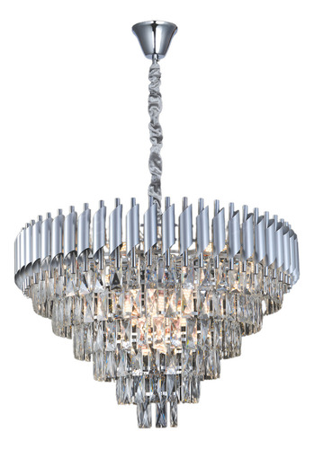Lustre Pendente Vana Cristal 75×43cm Sindora Cromado 110v/220v