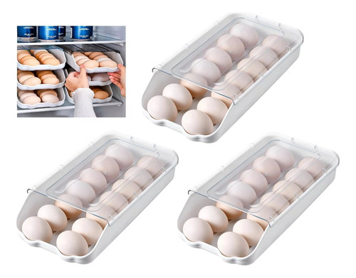 X3 Organizador Huevos Nevera Multiuso Huevera Apilables Frio