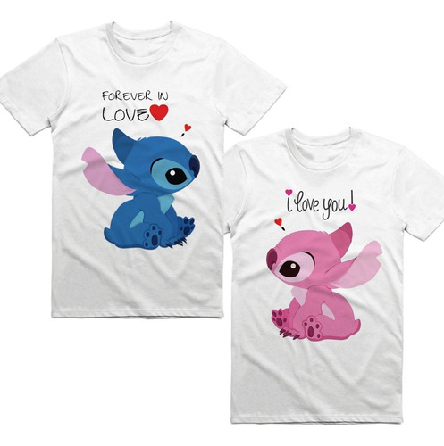 Playeras Pareja Stitch Amor Novios Par