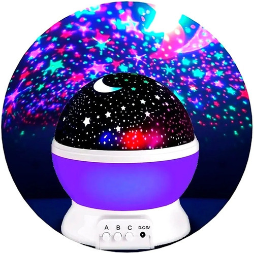 Lampara Velador Proyector Estrellas Giratorio Luz De Noche Color De La Estructura Violeta