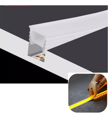 Kit 10 Metros Perfil Flex Slim Embutir Para Fita Led Inteiro