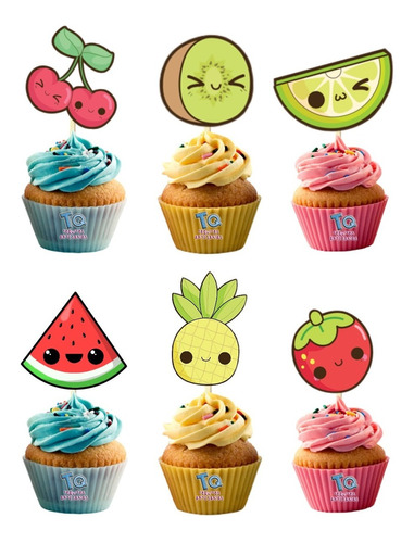 Frutas Kawaii Cupcake Toppers Adorno Para Muffins X10
