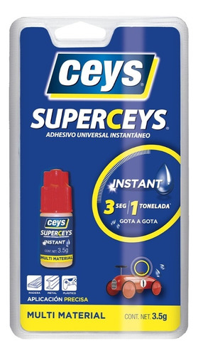 Super Ceys Adhesivo Universal Instantáneo Pegamento Gotero Color no aplicaPegamento Líquido Ceys Superceys Instant 3.5 Gr color no aplica de 3g