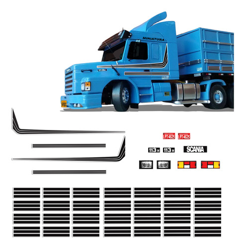 Adesivo Miniatura 1/32 Faixa Scania 113 Preto - Genérico