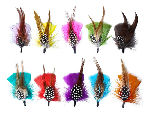 10 Unids Sombrero Pluma Accesorio Surtido Natural Decoracion