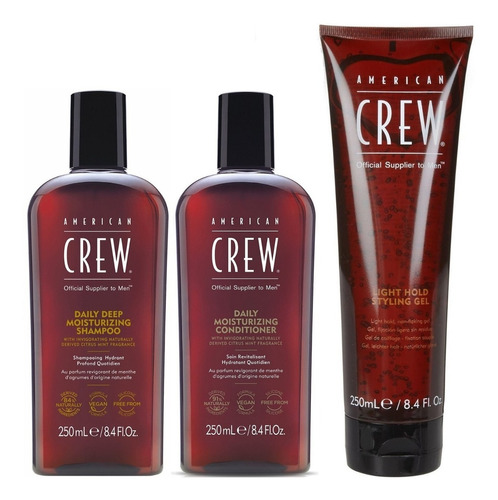 Shampoo Hidratante +conditioner +gel Light American Crew Men