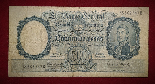 Billete 500 Pesos Argentina San Martin Joven Bottero 2111 