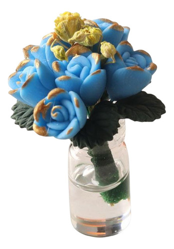 1/12 Miniatura Bonsái Planta Casa De Muñecas Azul Claro