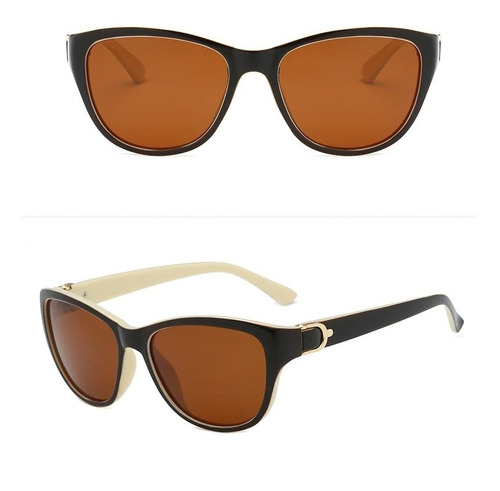 Luxuoso Óculos De Sol Gatinho Marca Vinkin Polarizado Uv400 Cor Creme Cor da armação Marrom Cor da haste Marrom e Creme Cor da lente Marrom