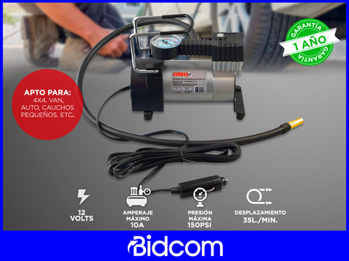 Mini Compresor De Aire Auto Con Manómetro Portátil