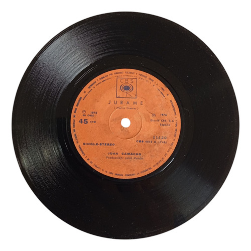 Vinilo Single De Juan Camacho --jurame( U70-w203 (Usado)
