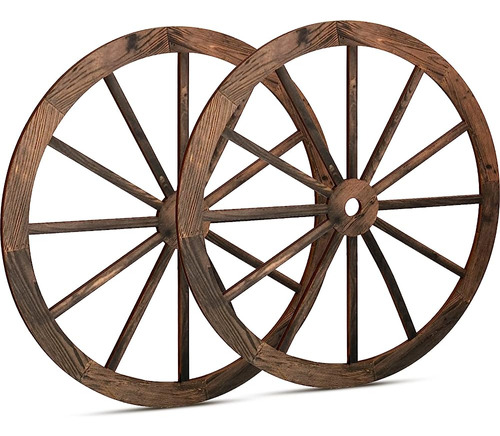 ~? Qunclay 2 Piezas 12 Pulgadas Wagon Wheel Decor Wooden Wes