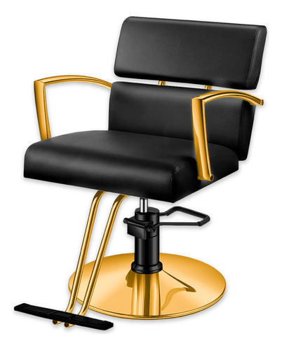 Sillón De Peluquería Barbería Silla Misuri Negro Y Dorado