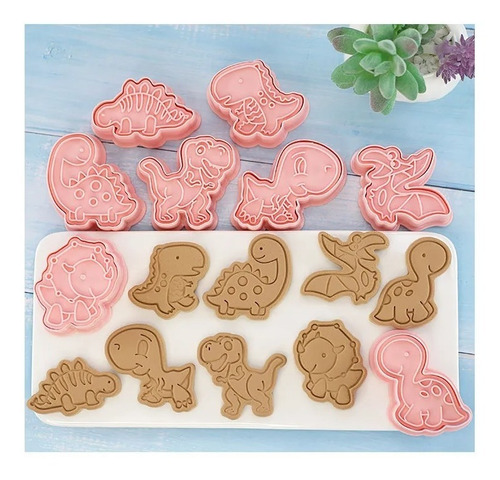 Set De Cortadores Con Sello Fondant Galletas Dinosaurios