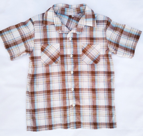 Camisa Tiki Niño Infantil Escocesa Con Marrón Claro 2 Al 16