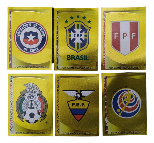 Figurita Copa America Usa 2016 Metalizadas Escudos X 6