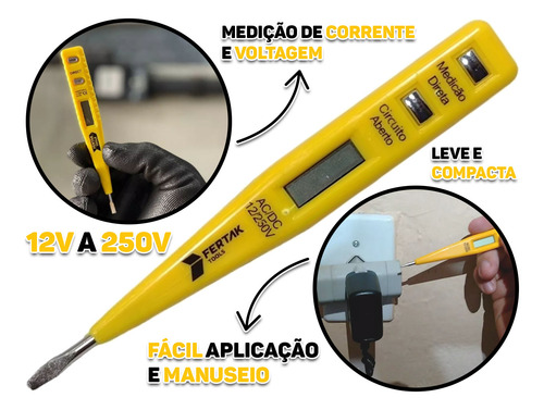Teste Digital De Voltagem Corrente 12v A 250v Profissional